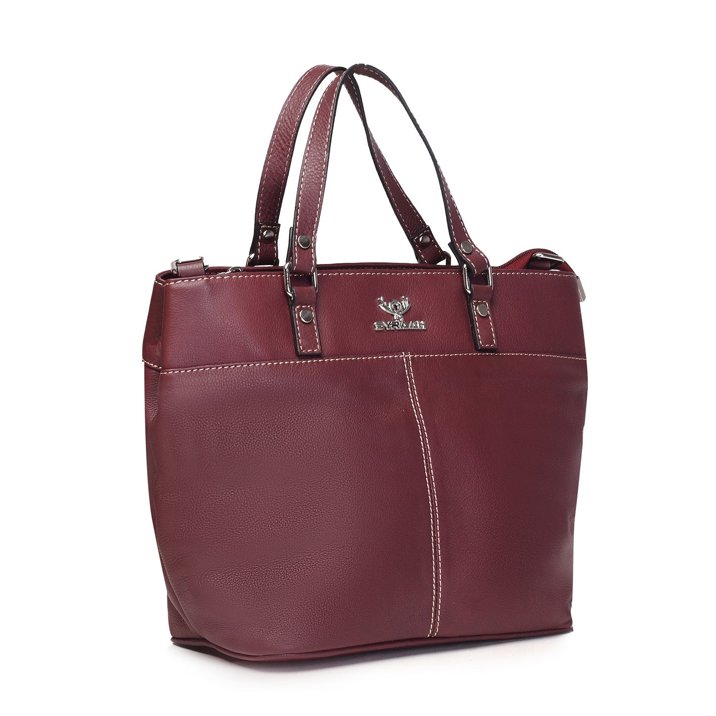 Syraah Classic Maroon Tote Bag - Full Grain Leather