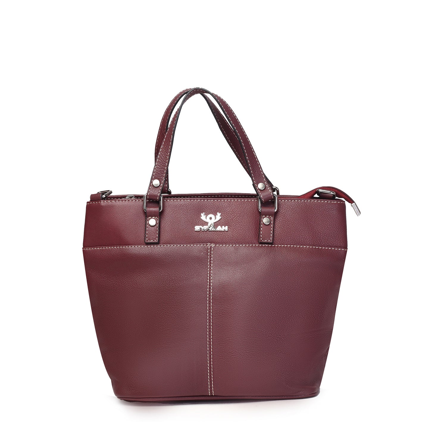 Syraah Classic Maroon Tote Bag - Full Grain Leather