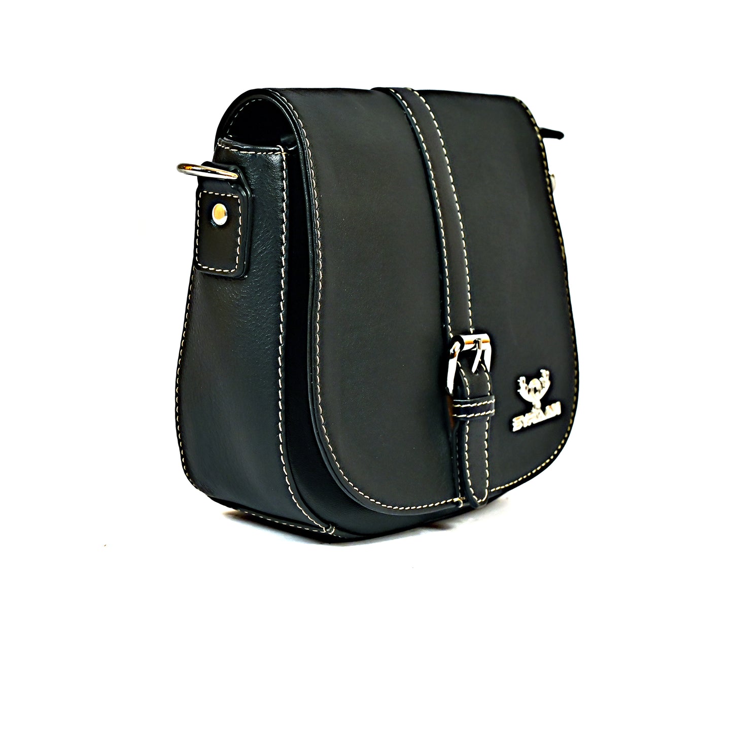 Syraah Compact Crossbody Tote Bag - Black Premium Leather