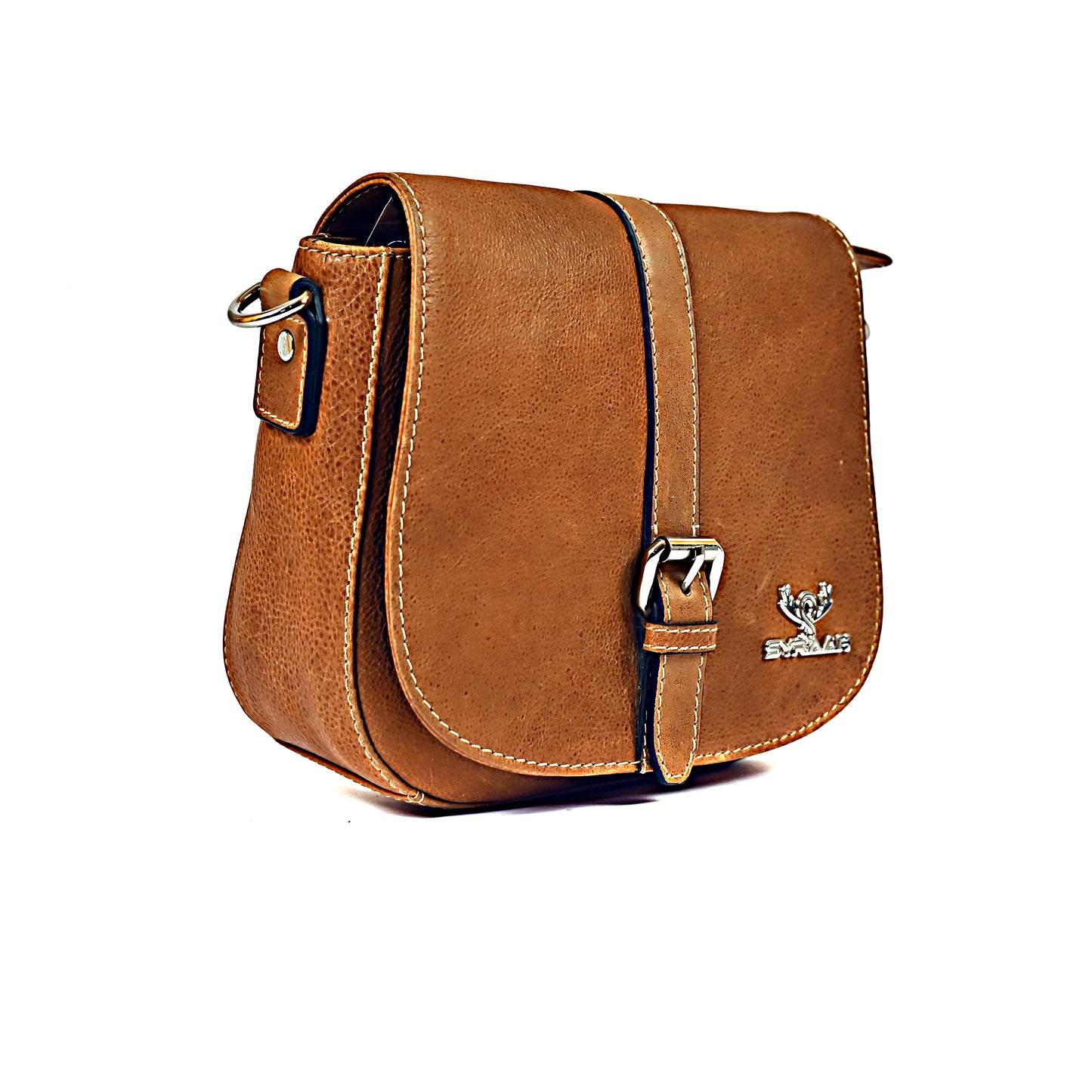 Syraah Compact Crossbody Tote Bag - Tan Premium Leather