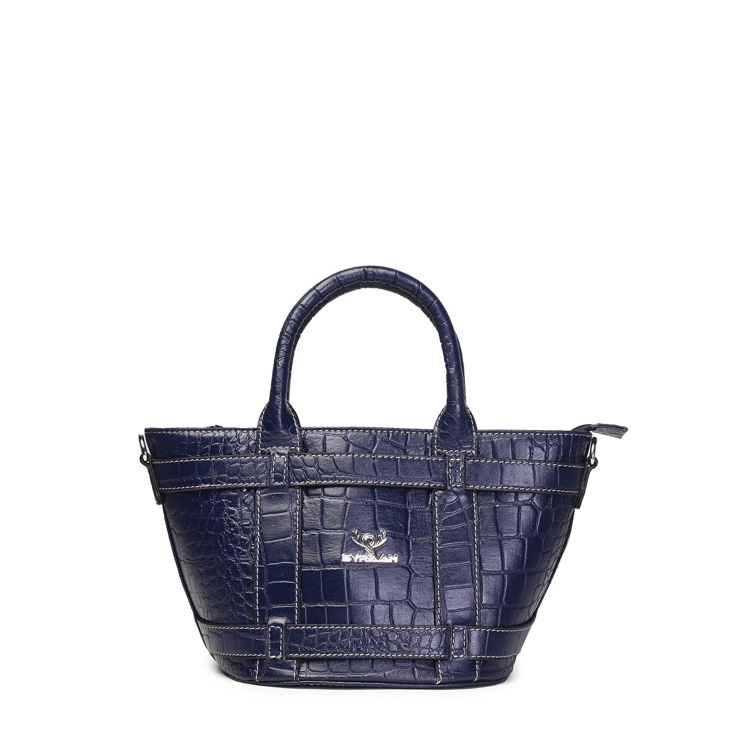 Syraah Green Croco-Print Premium Full-Grain Leather Tote Bag