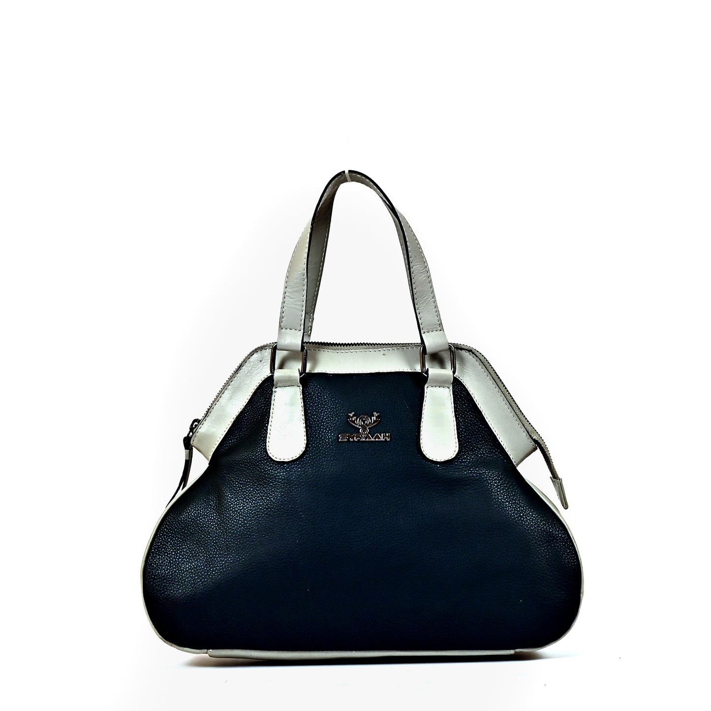 Syraah Dual Elegance - White Leather Handbag