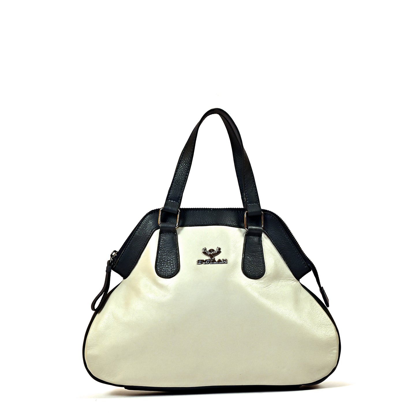 Syraah Dual Elegance - Ash & Navy Blue Leather Handbag