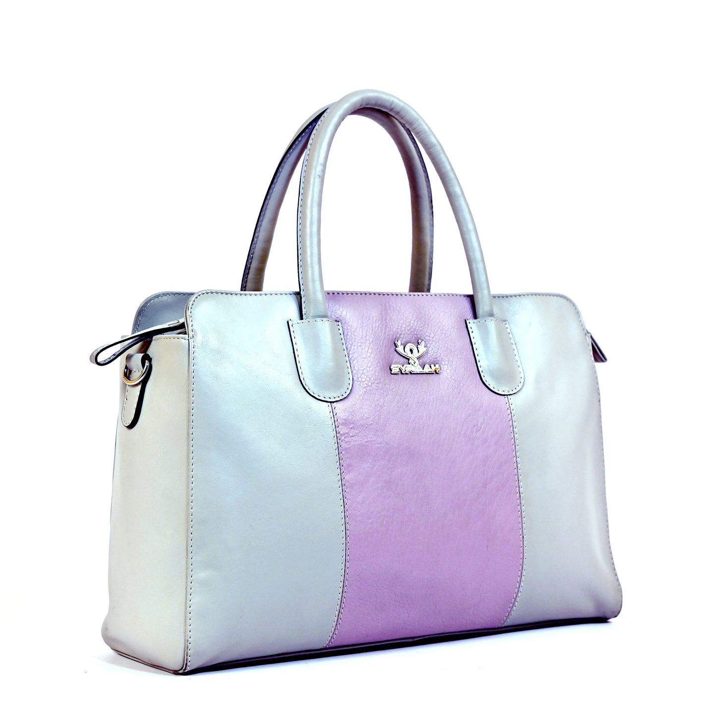 Syraah Pastel Elegance - Ash & Pink Premium Leather Handbag