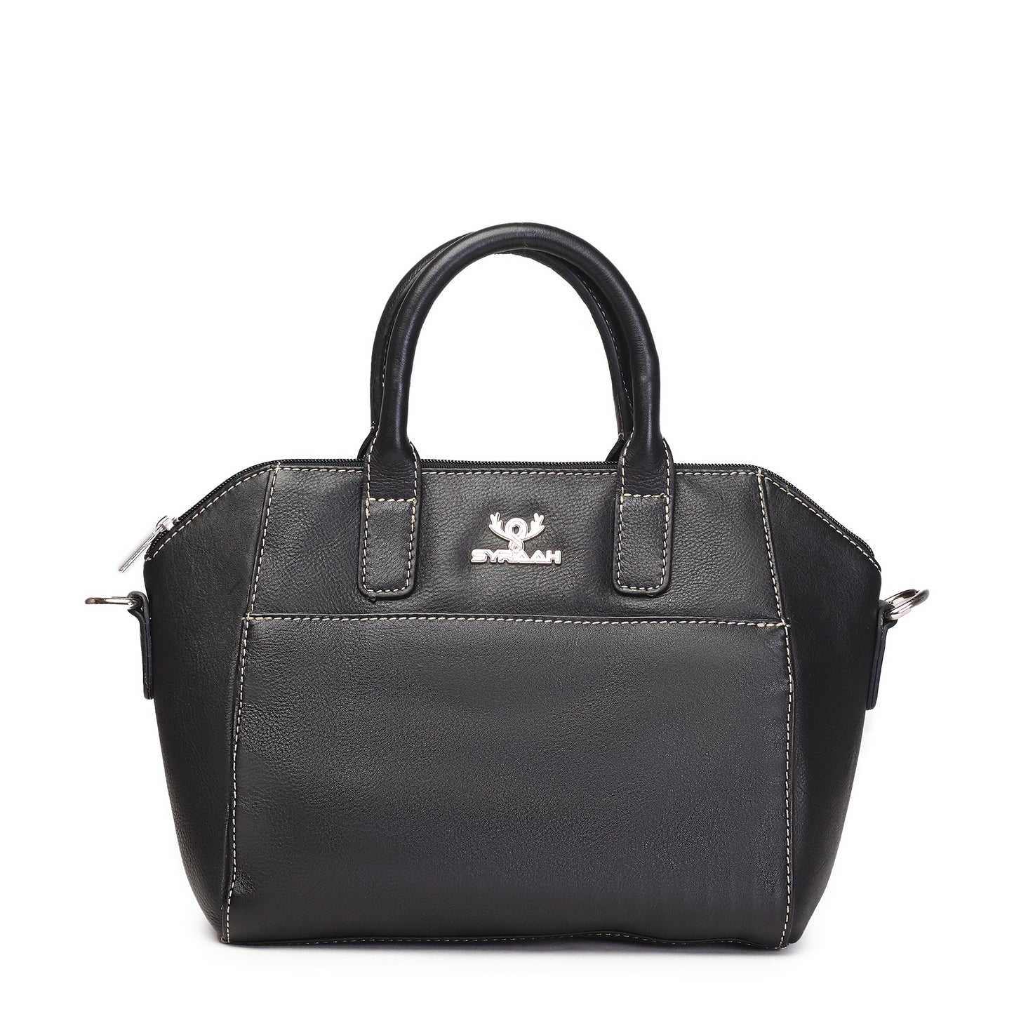 Syraah Black Full-Grain Leather Mini Satchel Bag