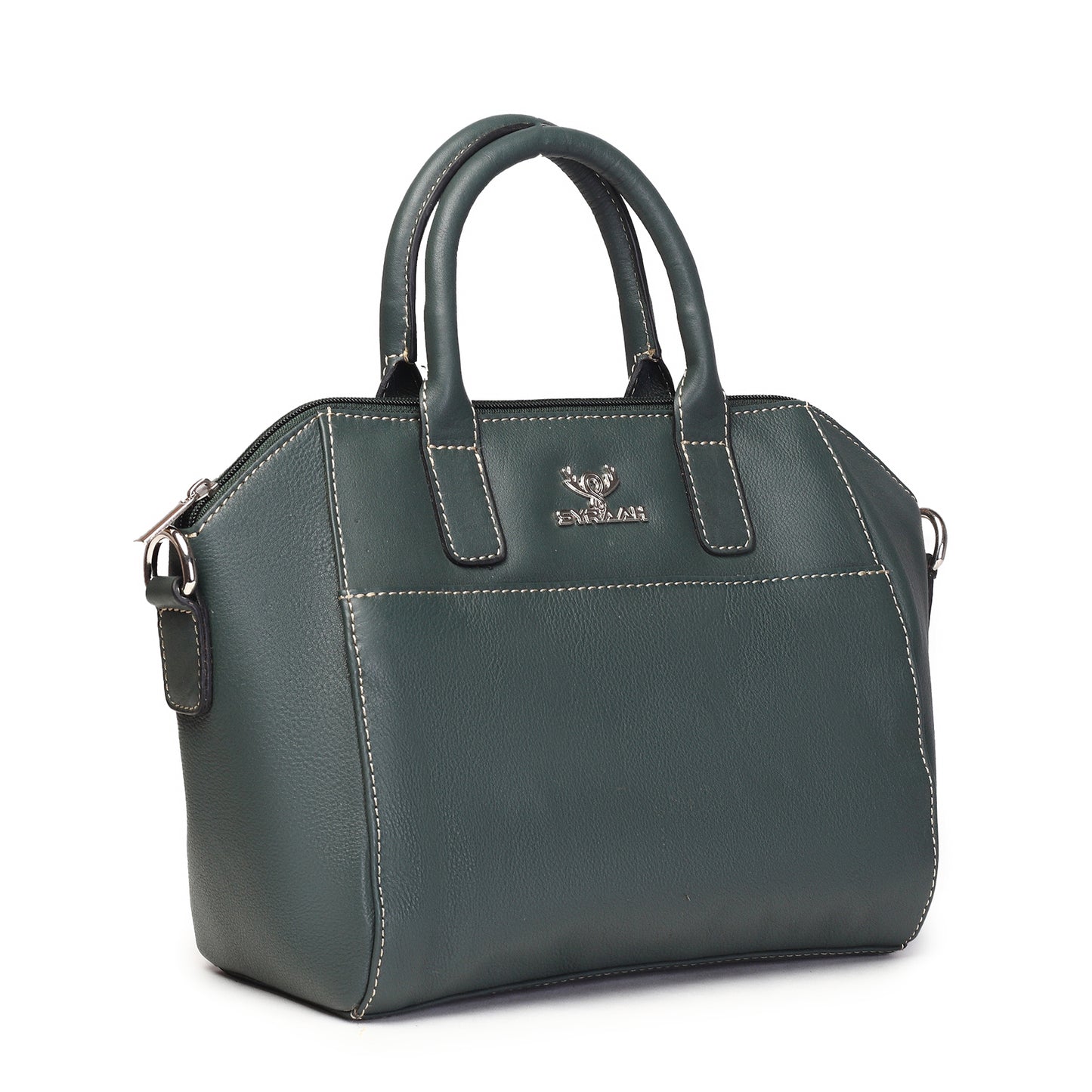 Syraah Bottle Green Full-Grain Leather Mini Satchel Bag