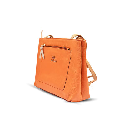 Syraah Vibrant Classic - Premium Leather Tote Bag in Orange