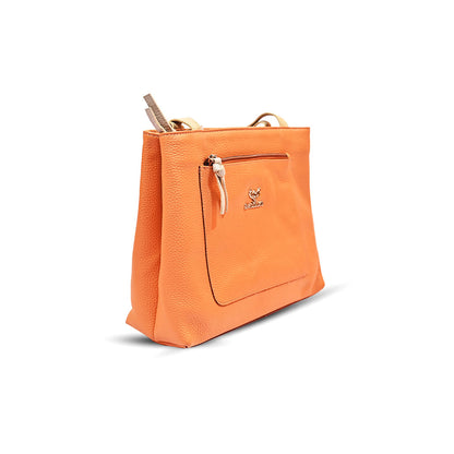 Syraah Vibrant Classic - Premium Leather Tote Bag in Orange