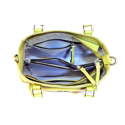 Syraah Elegance Multi-Compartment Handbag - Green Premium Leather Bag