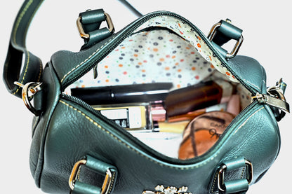 Syraah Luxe Barrel Bag - Green Premium Leather Handbag
