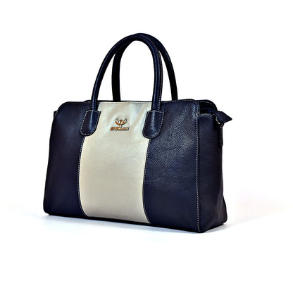 Syraah Pastel Elegance - White & Black Premium Leather Handbag