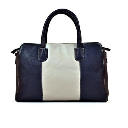 Syraah Pastel Elegance - White & Black Premium Leather Handbag