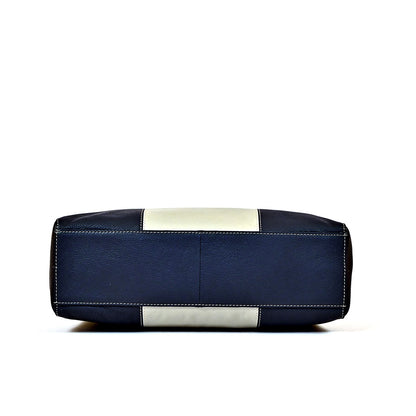 Syraah Pastel Elegance - White & Black Premium Leather Handbag