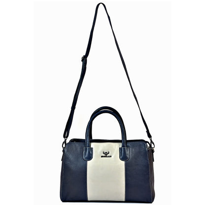 Syraah Pastel Elegance - White & Black Premium Leather Handbag