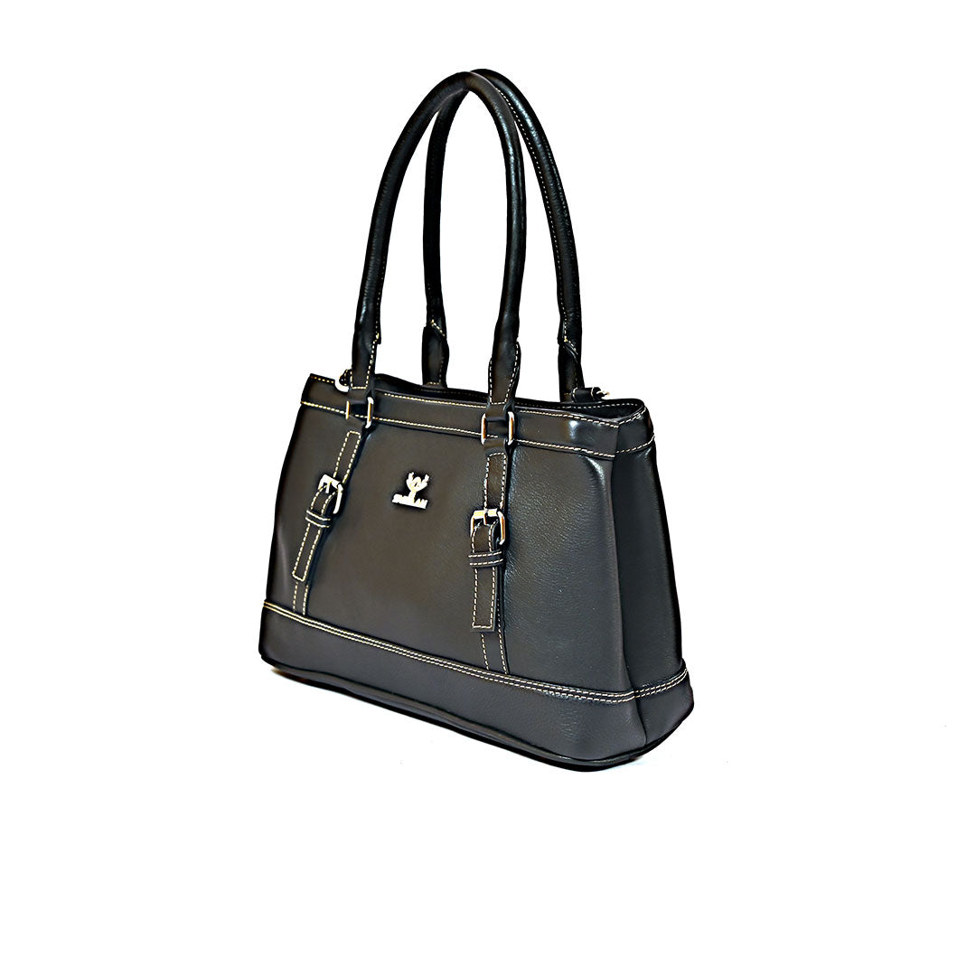 Syraah Black Premium Leather Tote Bag
