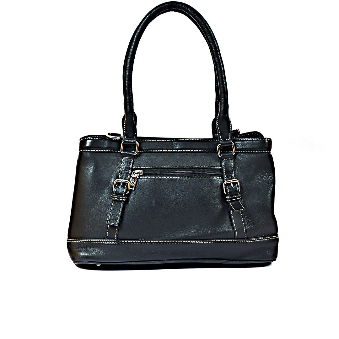 Syraah Black Premium Leather Tote Bag