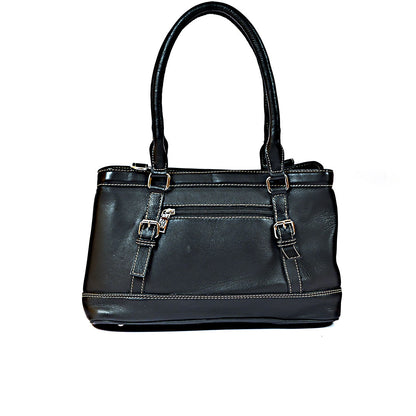 Syraah Black Premium Leather Tote Bag