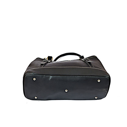 Syraah Black Premium Leather Tote Bag
