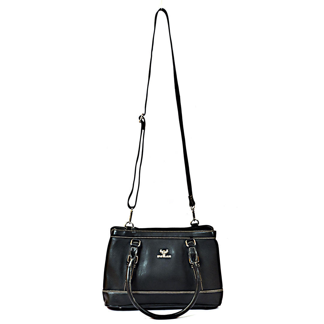 Syraah Black Premium Leather Tote Bag