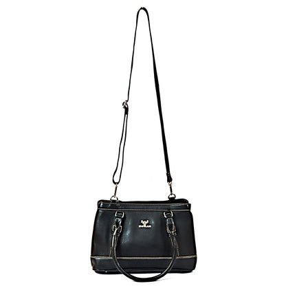 Syraah Black Premium Leather Tote Bag
