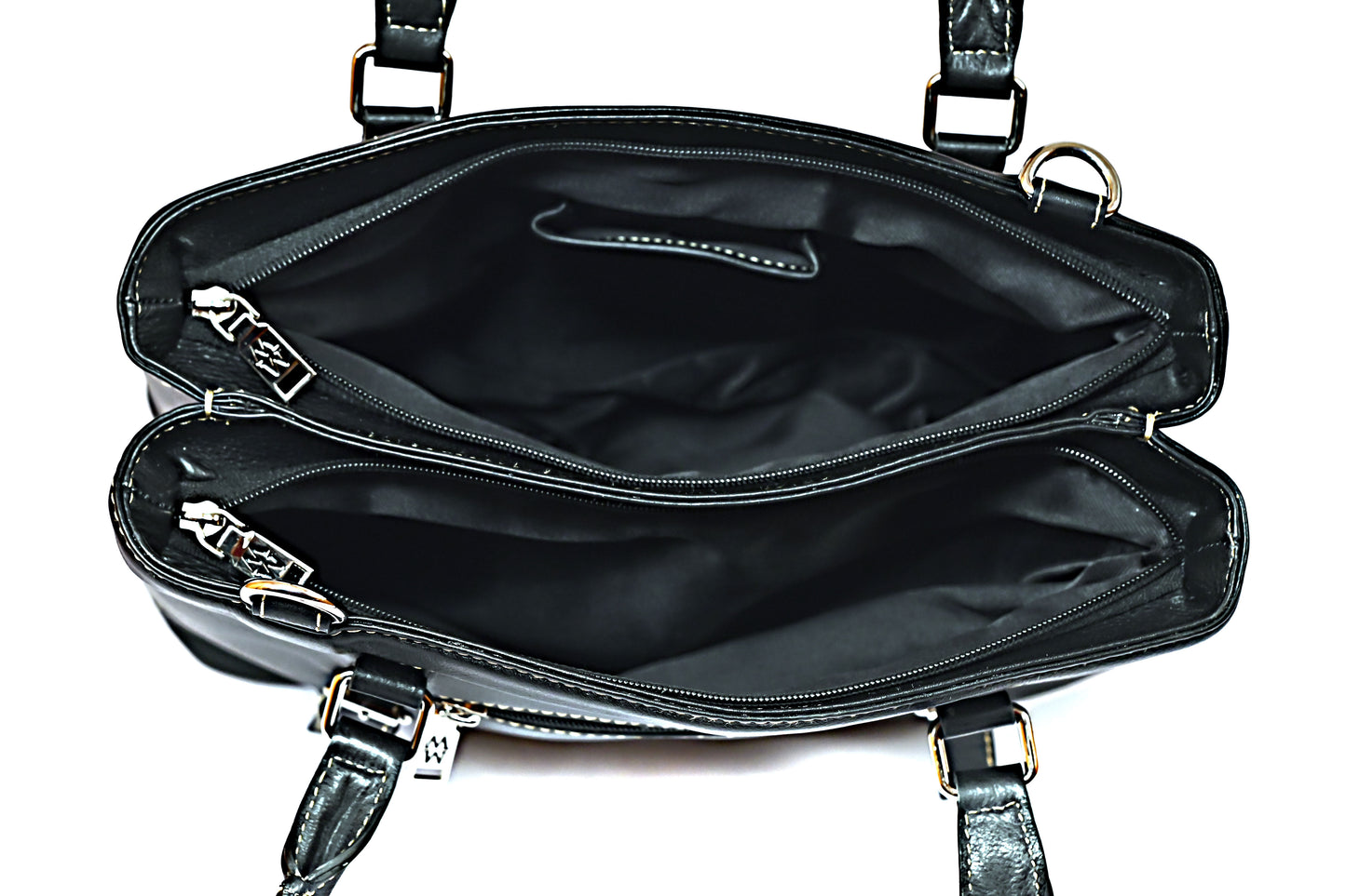Syraah Black Premium Leather Tote Bag