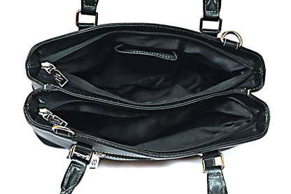 Syraah Black Premium Leather Tote Bag