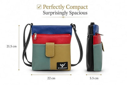 Trendy Green Yellow Women’s Sling Bag – Compact PU Leather Crossbody Purse for Daily Carry