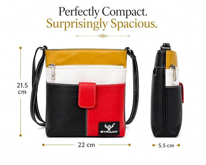 Chic Black Red Women’s Crossbody Sling Bag – Lightweight PU Leather Side Purse for Everyday Style