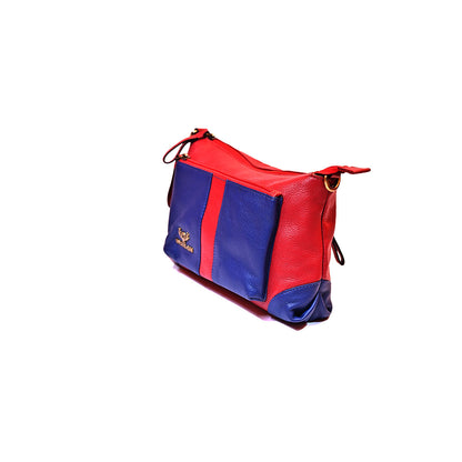 Syraah Dual-Tone Sling Bag - Navy Blue & Red Premium Leather Bag