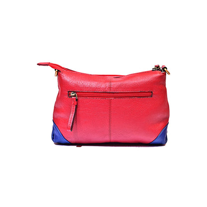 Syraah Dual-Tone Sling Bag - Navy Blue & Red Premium Leather Bag