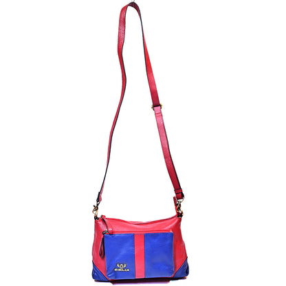 Syraah Dual-Tone Sling Bag - Navy Blue & Red Premium Leather Bag