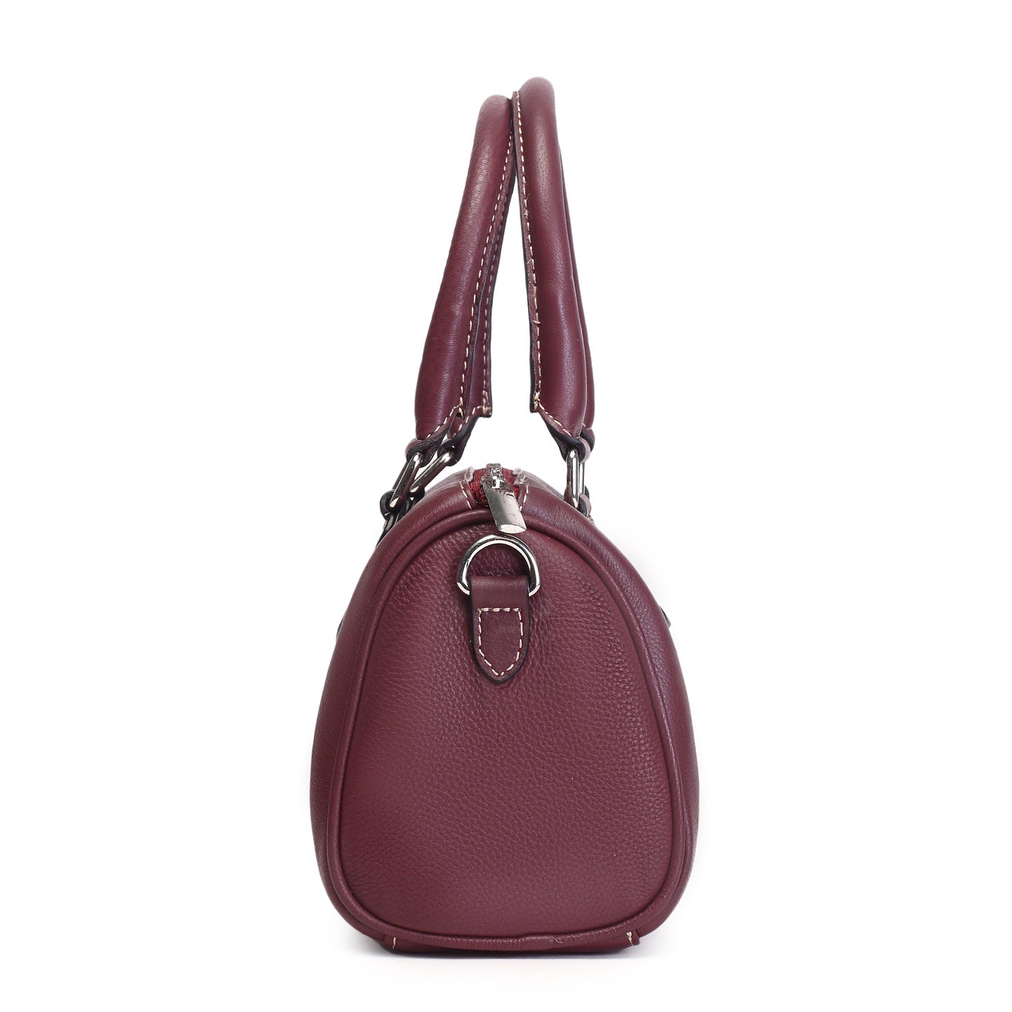 Syraah Luxe Barrel Bag - Maroon Premium Leather Handbag