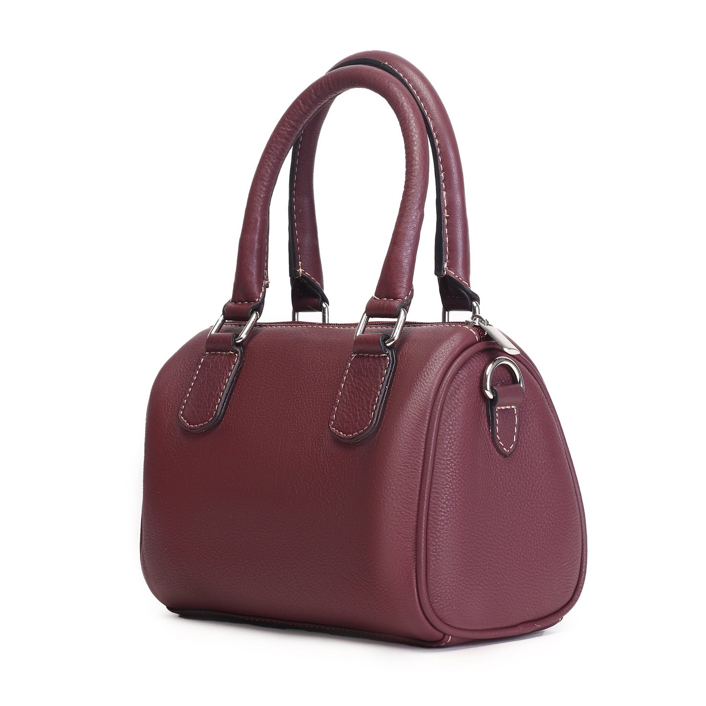 Syraah Luxe Barrel Bag - Maroon Premium Leather Handbag
