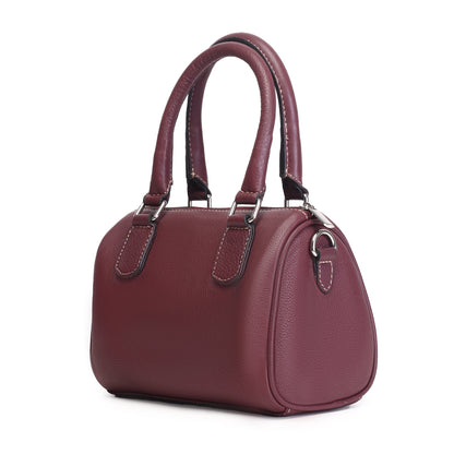 Syraah Luxe Barrel Bag - Maroon Premium Leather Handbag