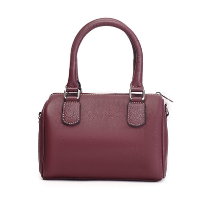 Syraah Luxe Barrel Bag - Maroon Premium Leather Handbag