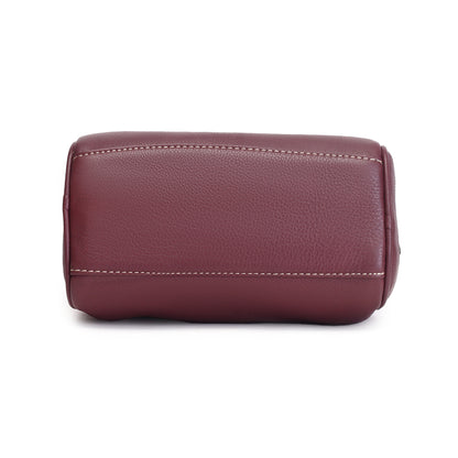 Syraah Luxe Barrel Bag - Maroon Premium Leather Handbag