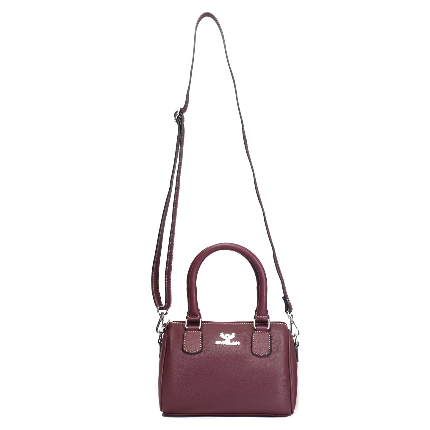 Syraah Luxe Barrel Bag - Maroon Premium Leather Handbag