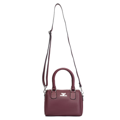 Syraah Luxe Barrel Bag - Maroon Premium Leather Handbag