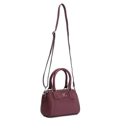 Syraah Luxe Barrel Bag - Maroon Premium Leather Handbag