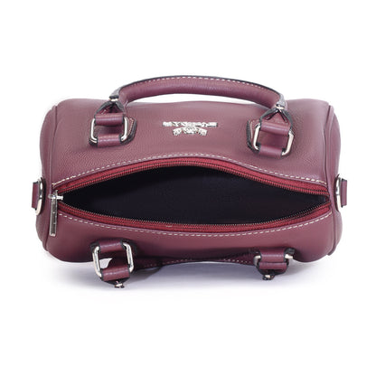Syraah Luxe Barrel Bag - Maroon Premium Leather Handbag