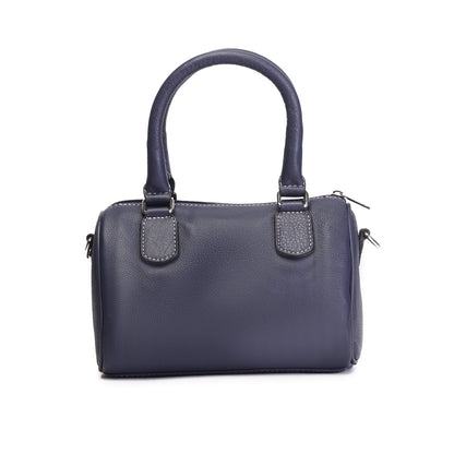 Syraah Luxe Barrel Bag - Navy Blue Premium Leather Handbag