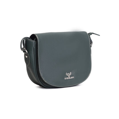 Syraah Bottle Green Full-Grain Leather Saddle Crossbody Bag
