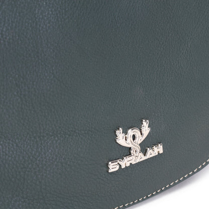 Syraah Bottle Green Full-Grain Leather Saddle Crossbody Bag