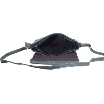 Syraah Bottle Green Full-Grain Leather Saddle Crossbody Bag
