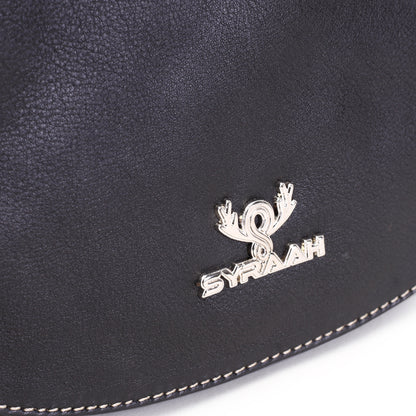 Syraah Black Full-Grain Leather Saddle Crossbody Bag