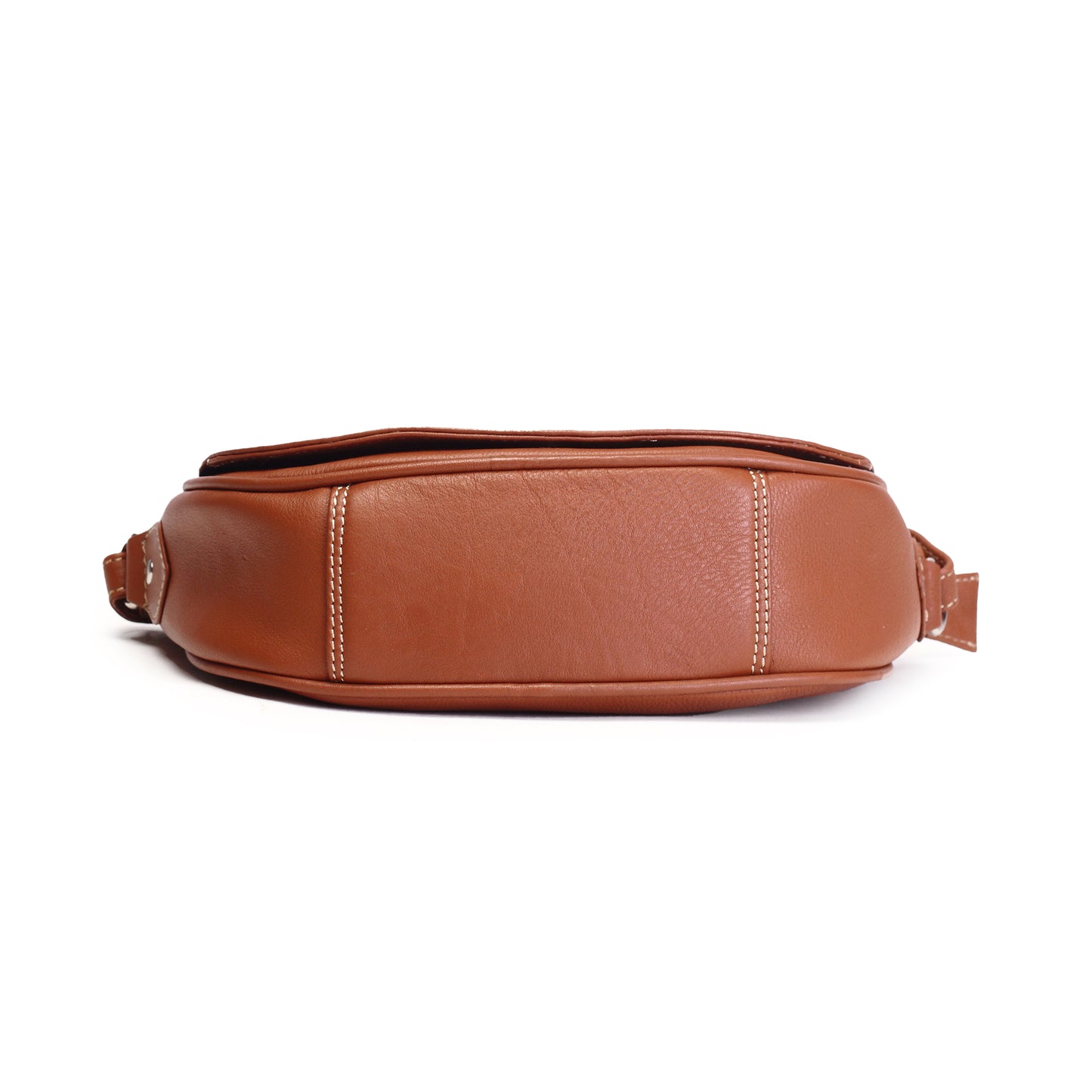 Syraah Tan Full-Grain Leather Saddle Crossbody Bag