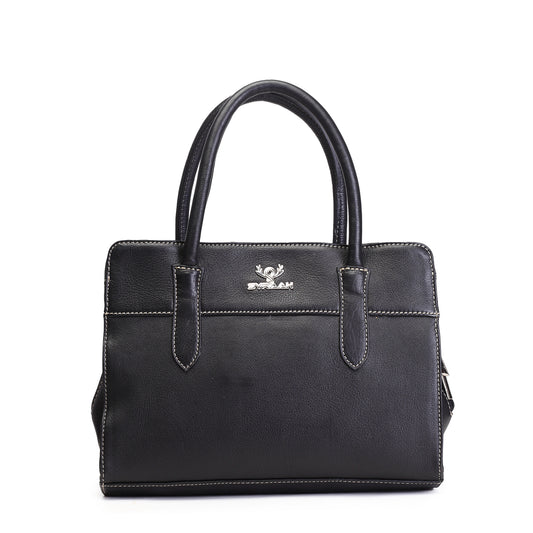 Syraah Black Full-Grain Leather Executive Handbag