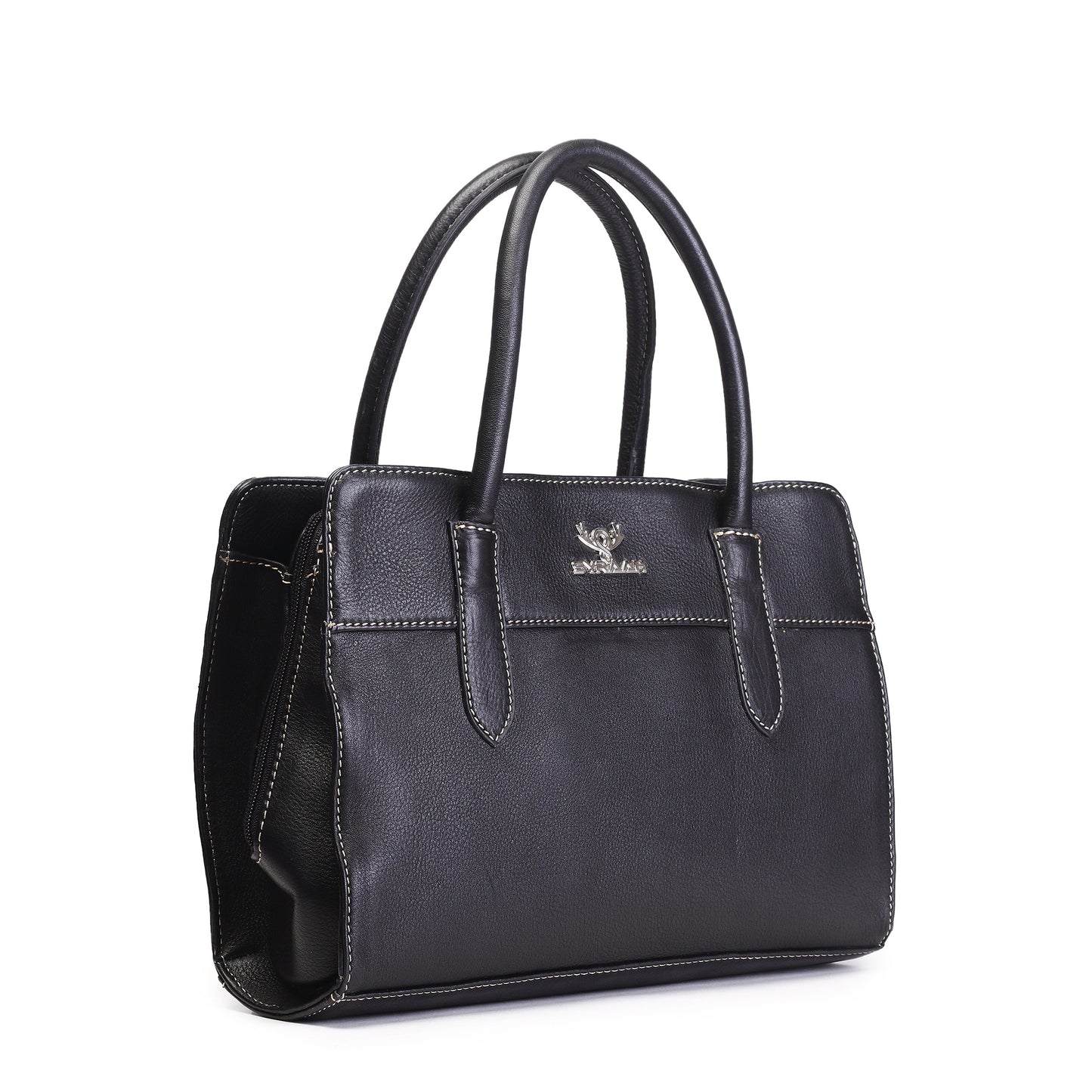 Syraah Black Full-Grain Leather Executive Handbag