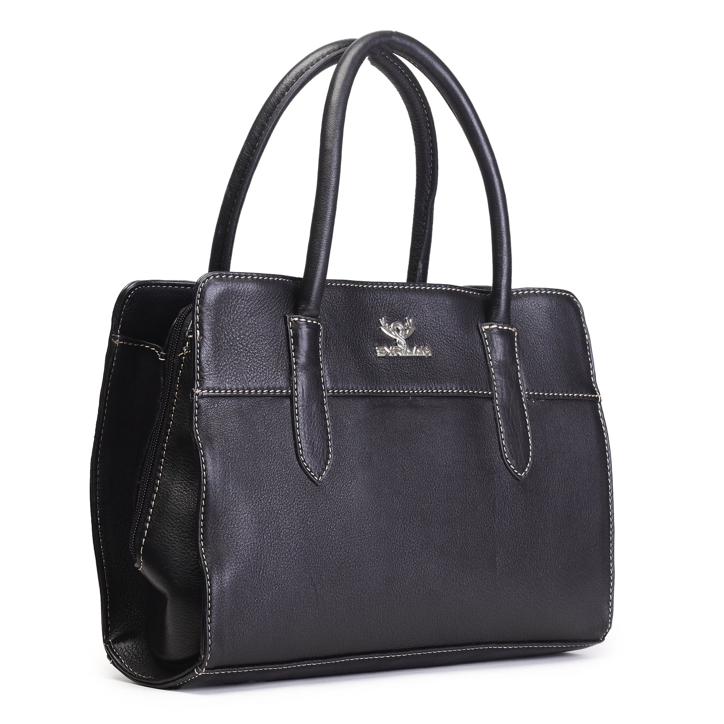Syraah Black Full-Grain Leather Executive Handbag