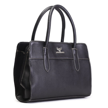 Syraah Black Full-Grain Leather Executive Handbag